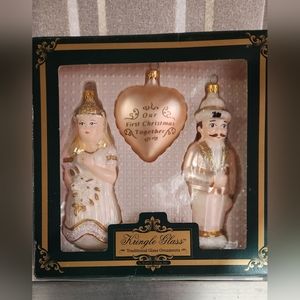 Vintage Kurt Adler Bridal Glass Ornaments Set of 3